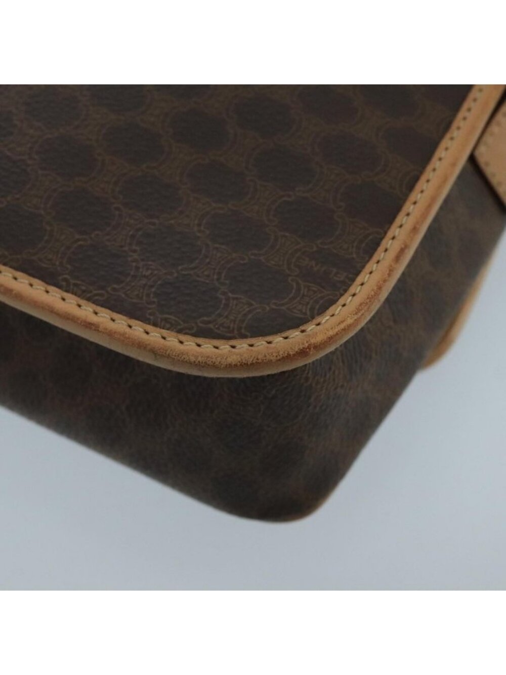 Authentic CELINE Macadam Canvas Circle Shoulder Bag Brown - Picture 8 of 16